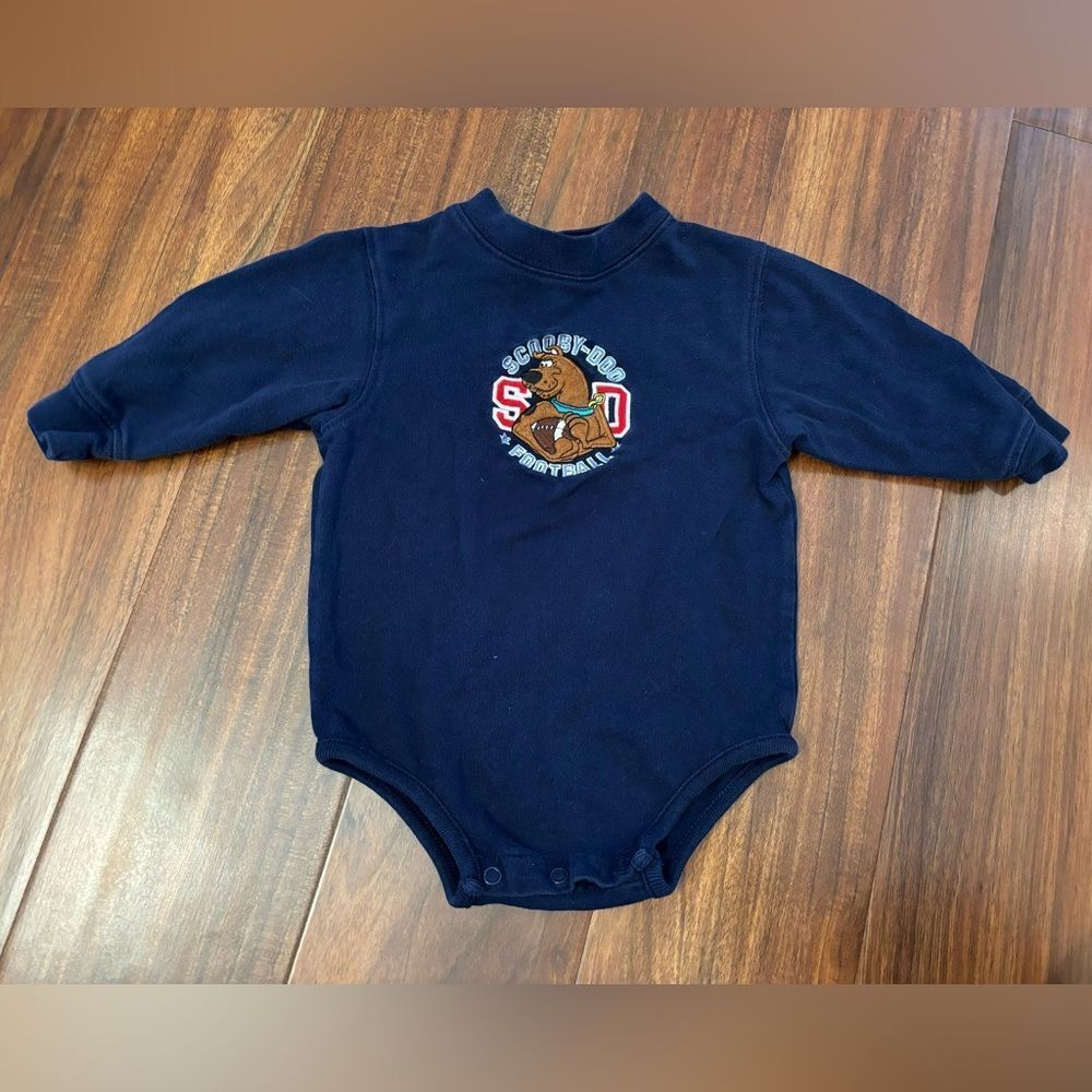 Scooby Doo Hanna Barbera vintage 2000 embroidered football long sleeve onesie